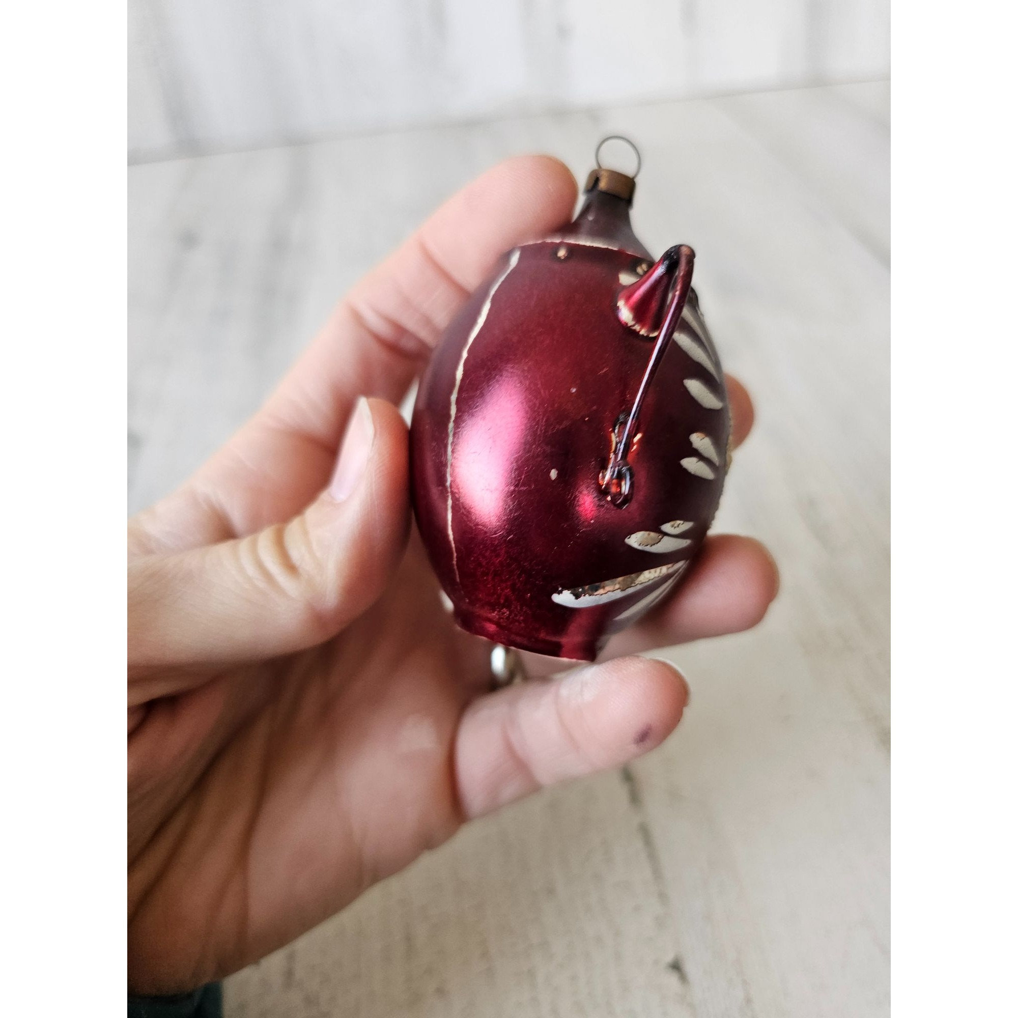 Antique Base Teacup Glass Ornament Maroon Xmas Tree - Etsy  display picture 1