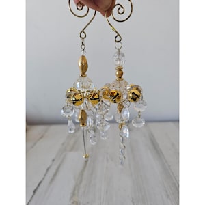 Vintage Bell plastic crystal ornament set chandelier Xmas tree