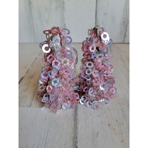 Pink sequin tree ornament set Xmas glitter cute unique