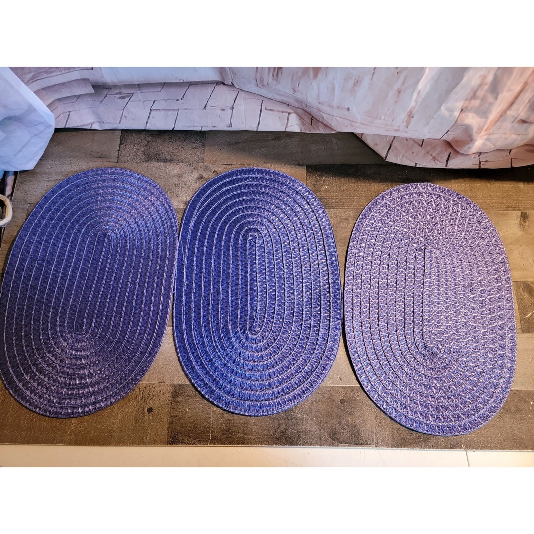 Blue Oval Table Placemat Decor Set Etsy
