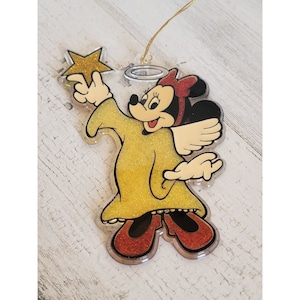 Glitter Minnie Mouse star tree ornament Xmas Halo Disney