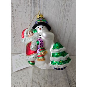 Margaret Cobain glass Scottish snowman Xmas ornament tree