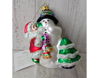 Margaret Cobain glass Scottish snowman Xmas ornament tree