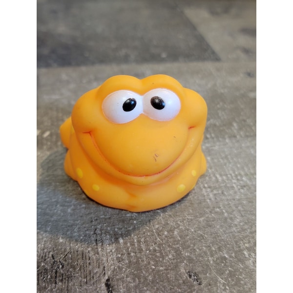 Happy frog toad spotted orange bath toy figure