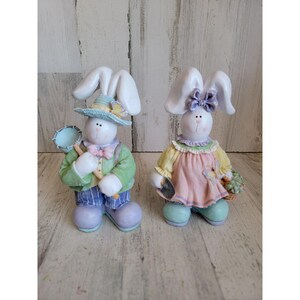 Figura de conejito de Pascua para niño y niña, atrapamoscas con red, planta de jardinería, decoración del hogar de primavera