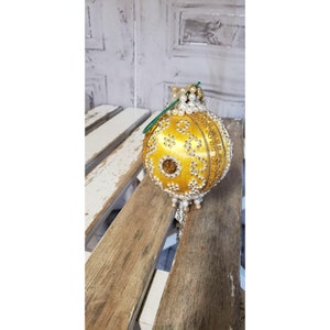 boules de perles d&#39;or Dangle vintage suspendus ornement d&#39;arbre de vacances de Noël RARE