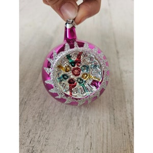 Vintage reflector pink ball ornament Xmas tree