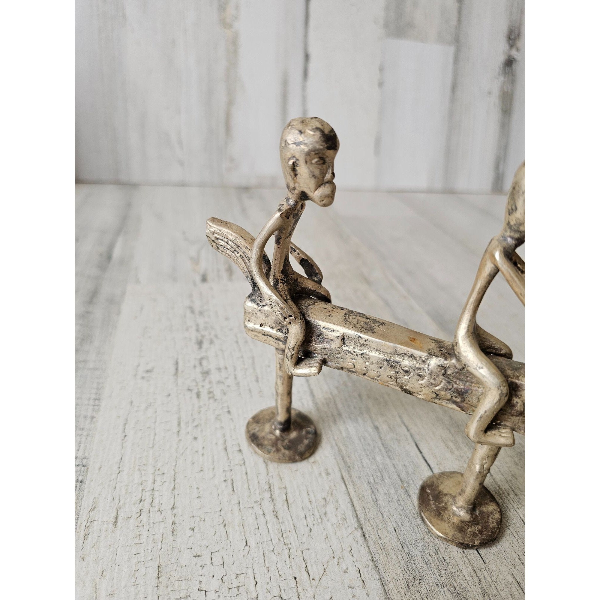 ヴィンテージ アフリカの馬 金属 部族 真鍮 像 置物 乗馬 男性