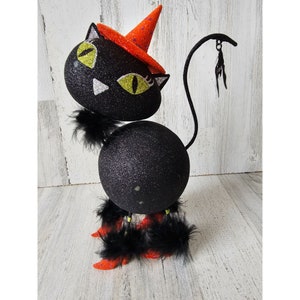 Pier 1 glitter cat bat Halloween vintage rare decor fabulous glitter