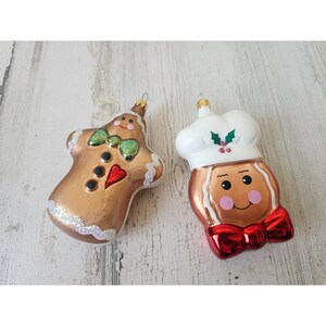 Gingerbread Baker glass ornament heart set Xmas tree