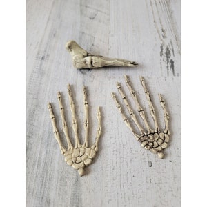 Mini skeleton hand foot set Halloween decor figure prop scary bones