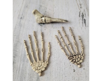 Mini skeleton hand foot set Halloween decor figure prop scary bones