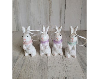 Glitter white bunny pastel color set ornament easter