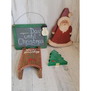 Wooden sled Santa countdown home decor Xmas set tree