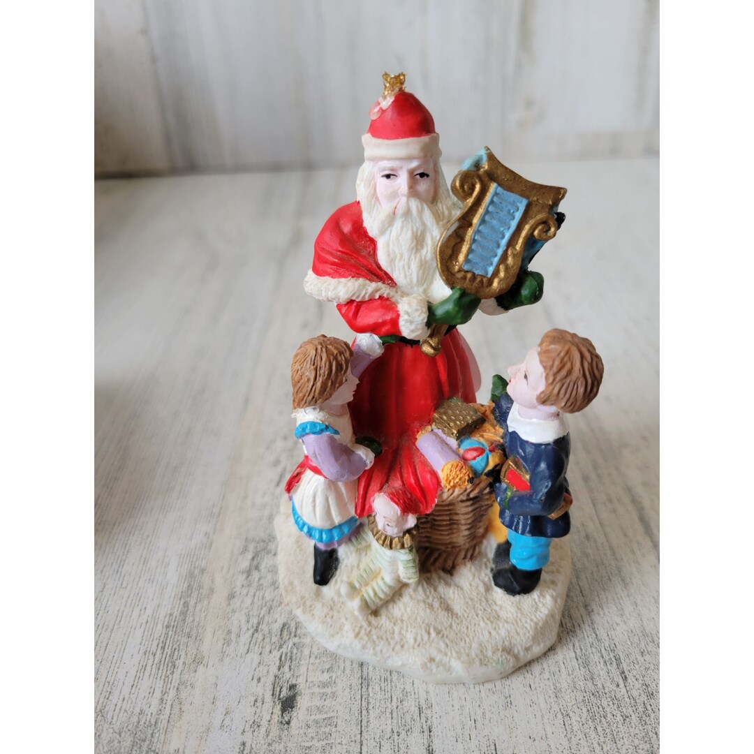 Santa Village Children Xmas Decor Harp Musical Toys Etsy