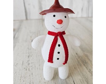 millésime Carlini ? Bonhomme de neige givré, chapeau en verre, écharpe, ornement de ceinture, arbre de Noël