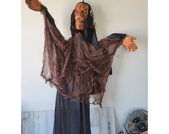 Orange hanging skeleton Halloween props scary long decor vintage