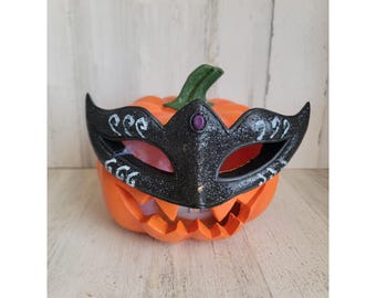 Pumpkin masquerade mask glitter Halloween home decor figure