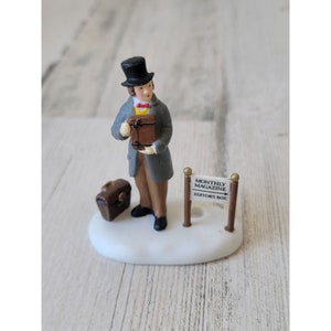 Dept 56 man briefcase monthly magazine editor box Snow Village
