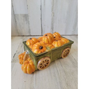 Yankee Candle pumpkin cart tea light holder set decor fall