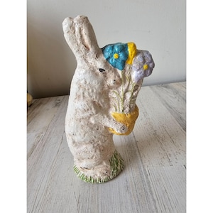 Midwest Teena flanner Easter Bunny rabbit basket flower glitter vintage large spring decor