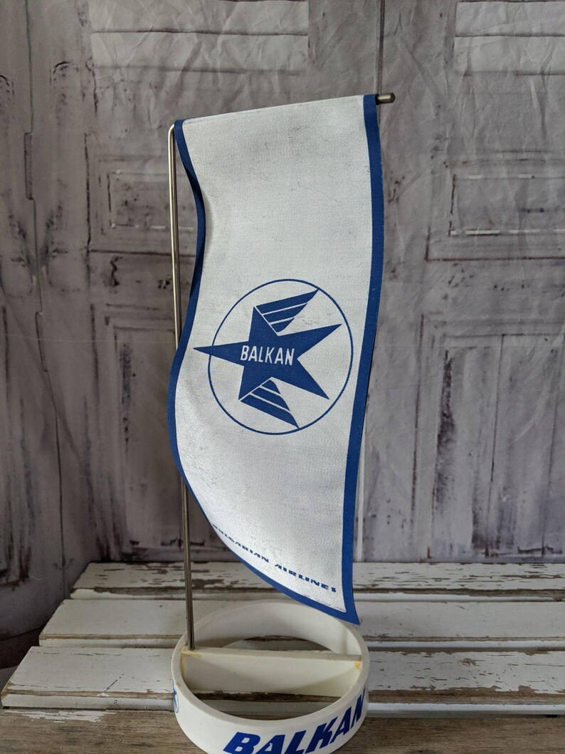 Bulgarian airlines travel agent desk flag shops plane commercial vintage