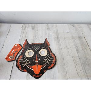 Blumchen Beistle, chat en carton découpé, masque de reproduction, Halloween, décor fossé 2003