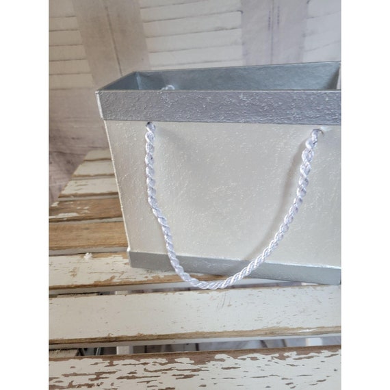 Christmas basket bag tote home decor silver cardb… - image 3