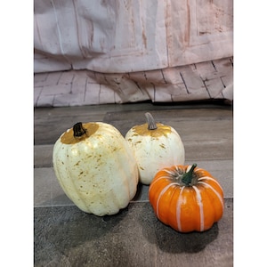 Frigolitpumpaset vit orange set med 3 Halloween-gransdekorationer