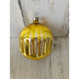 Antique yellow mercury glass ornament Xmas ball tree