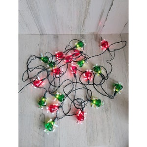 Vintage Hershey Kisses red green string lights Xmas