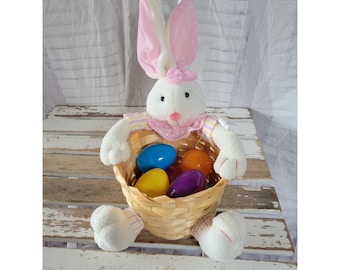 Shabby chic Easter Bunny basket rabbit spring home decor