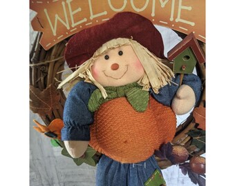 Herbst-Vogelscheuche Als Weihnachtsbaumspitze | Mehrfarbige Plüsch-Deko Für Thanksgiving & Weihnachten, Ca. 9 Cm
