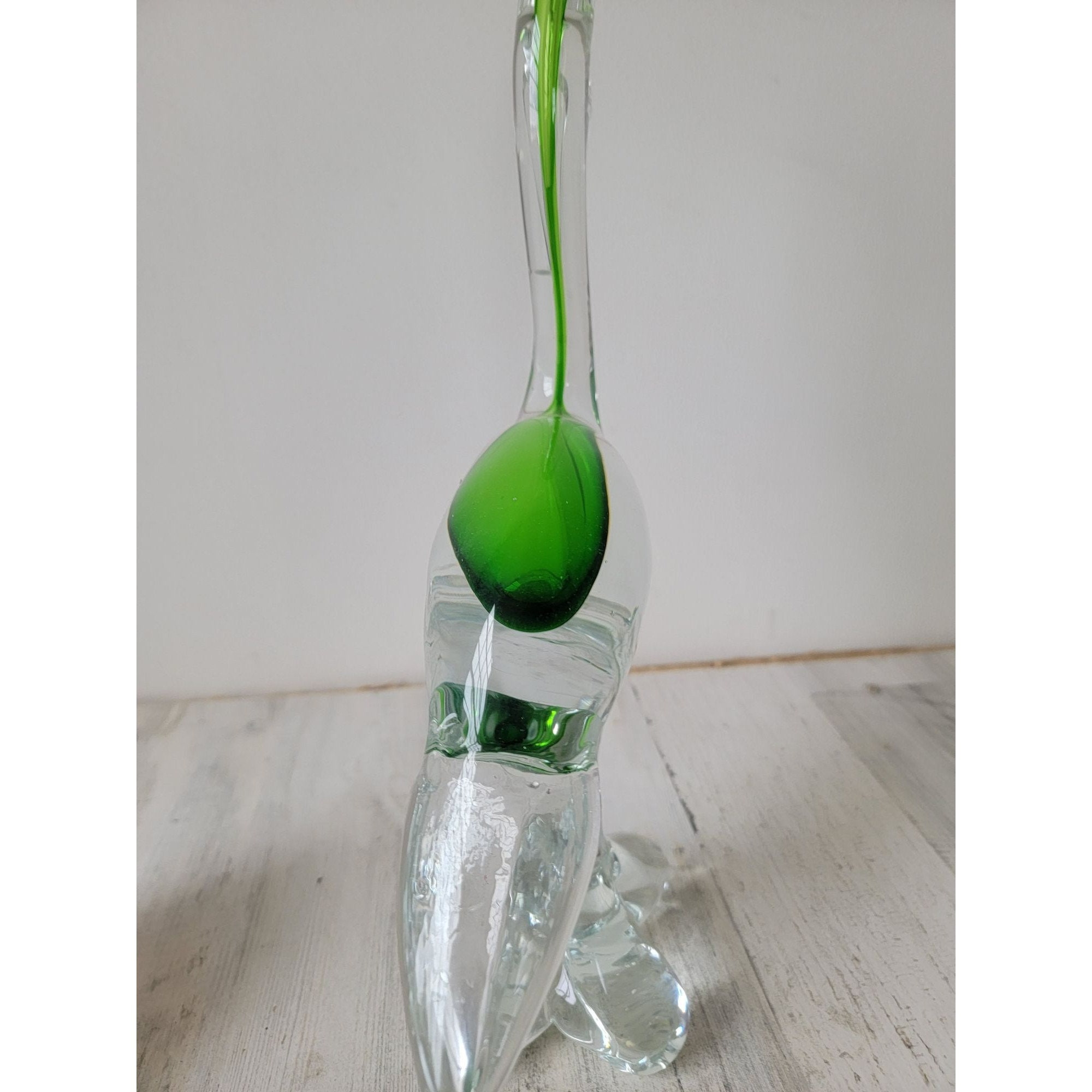 ムラーノ ? 白鷺 鳥 グリーン ガラス アート ホーム デコレーション