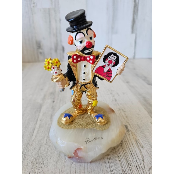 Ron Lee Spring Hobo Joe Clown Flowers Proposal 1993 Gold Statue