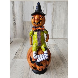 Jack-o&#39;-lantern pumpkin shabby chic unique jointed Halloween decor
