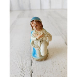 Vintage plástico Virgen María pueblo de natividad decoración navideña religiosa