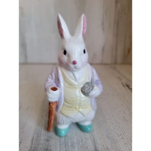 Vintage Proper bunny gentleman pipe figure easter spring unique