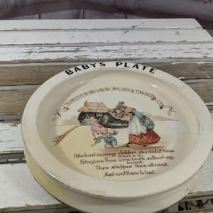 antique Royal doulton vintage lady in a shoe baby plate nursery rhymes