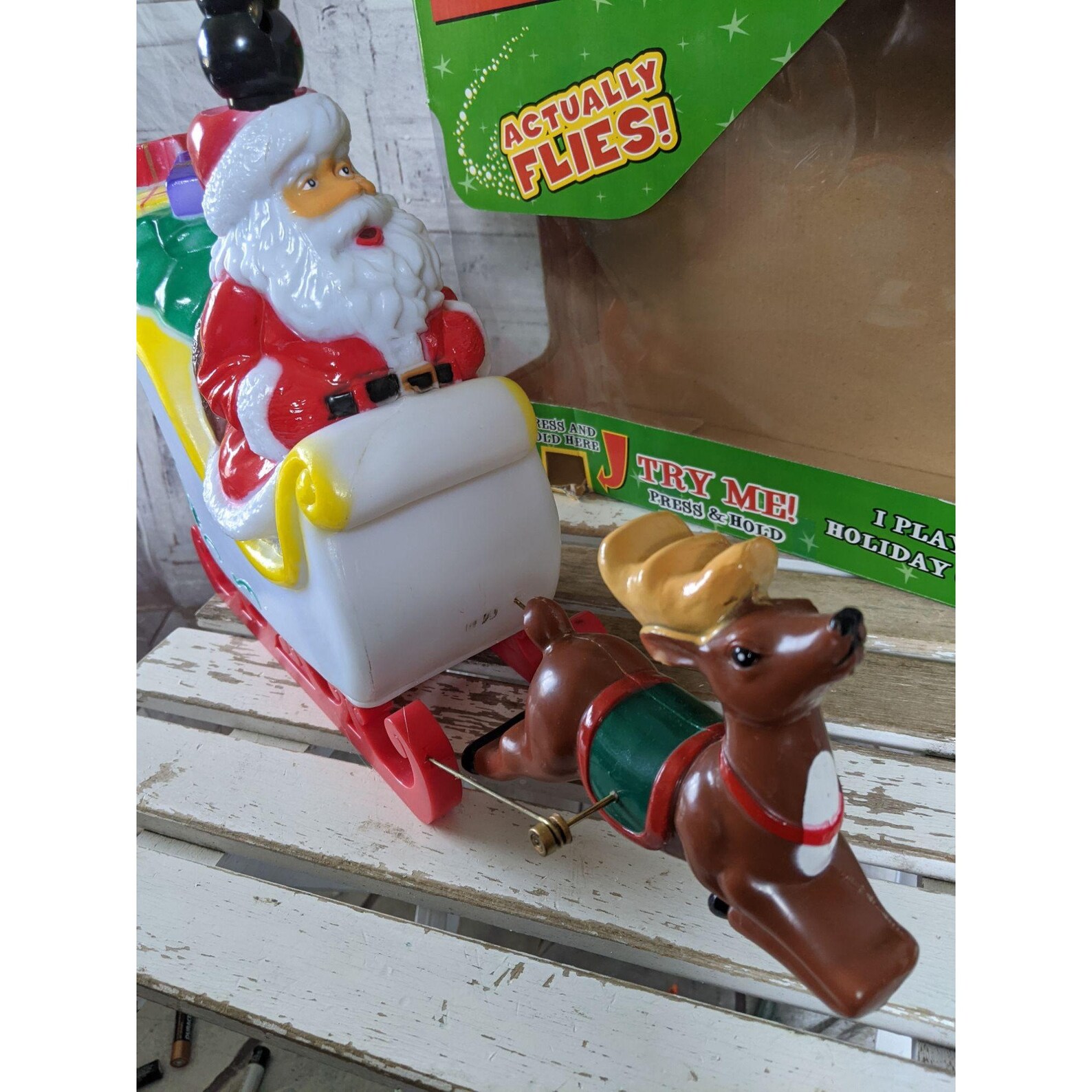 Tekky toy flying Santa's sleigh Xmas decor as is holiday Etsy