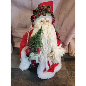 Mistletoe cranberry Santa Claus figure Decor Xmas