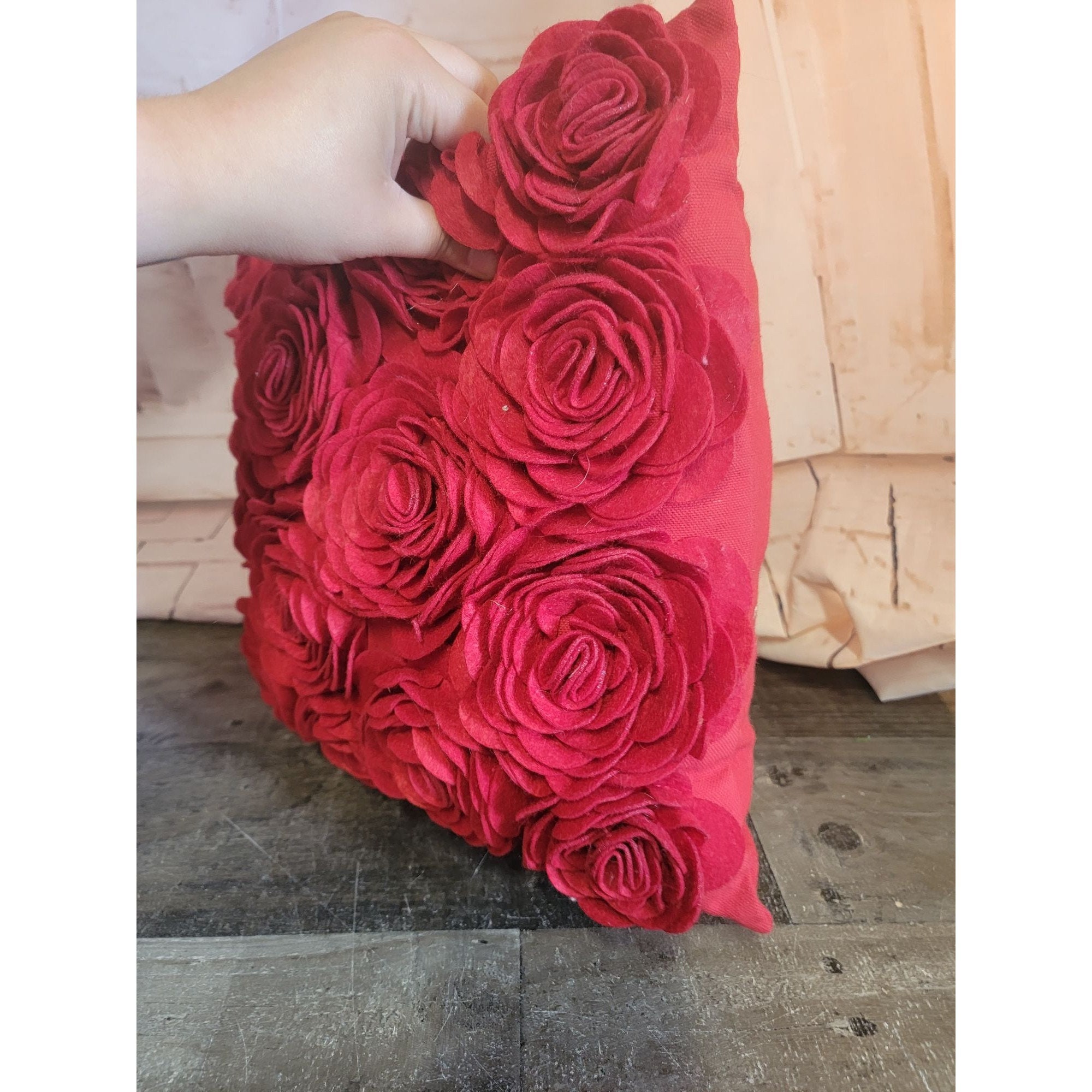 Red Roses Plush Red Floral Carnation Rose Plush Pillow Decor - Etsy
