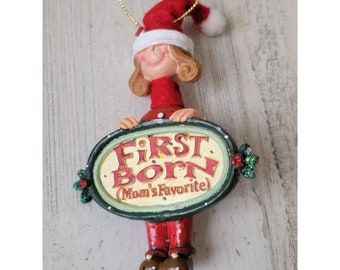 First Born mom's favorite mistletoe ornament Xmas