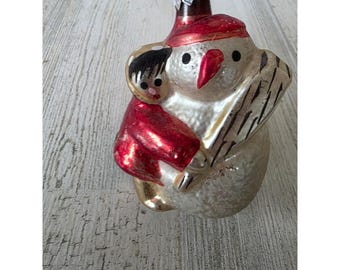 巨大な雪だるまガラス - 手作り、ガラスのクリスマスオーナメント