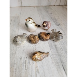 Bird mini ceramic brown figure animal Robin xmas set decor