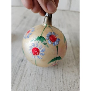 Antique flower ball flocked ornament Xmas tree