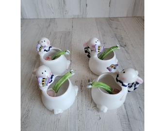 Mercuries spring rabbit tea cup AS IS mug set decor easter