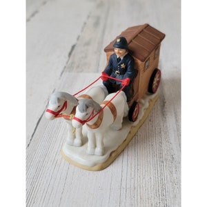 Lefton 1989 police horse wagon Village accessory Xmas