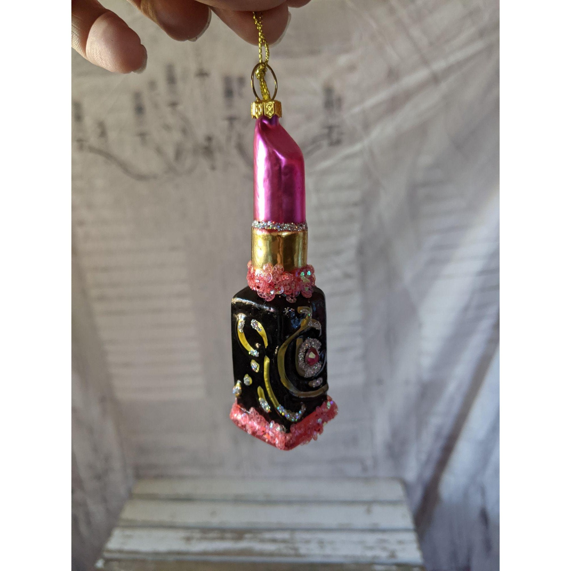 Lipstick glass ornament Xmas holiday tree Etsy