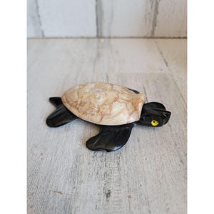 Decoração para casa com figura vintage única esculpida em pedra de tartaruga preta